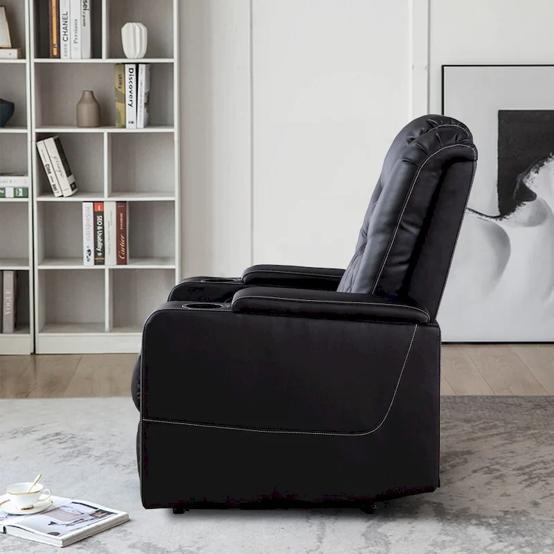 Black / Brown Electric Power Recliner Chair with Cup Holders & USB Ports – Home Theater Style, 1 Person Use