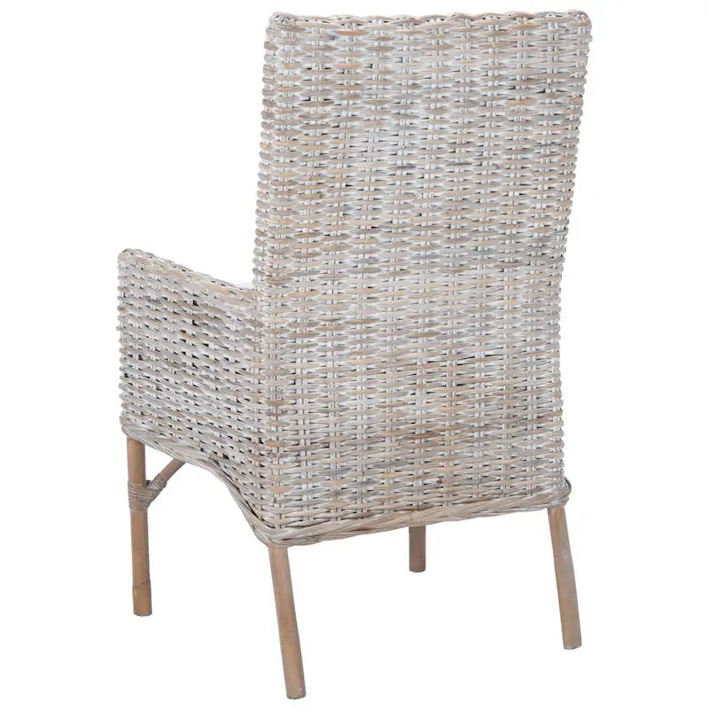 SAFAVIEH Winnifred Coastal Rattan Accent Chair with Cushion - 18.5  W x 22.8  L x 38.2  H - 19Wx23Dx38H