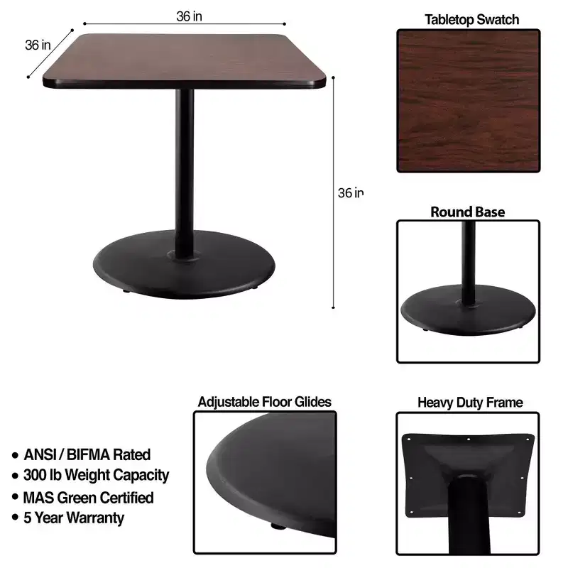 Hampden Furnishings 36" Bennet Collection Square Dining Table Black/Mahogany