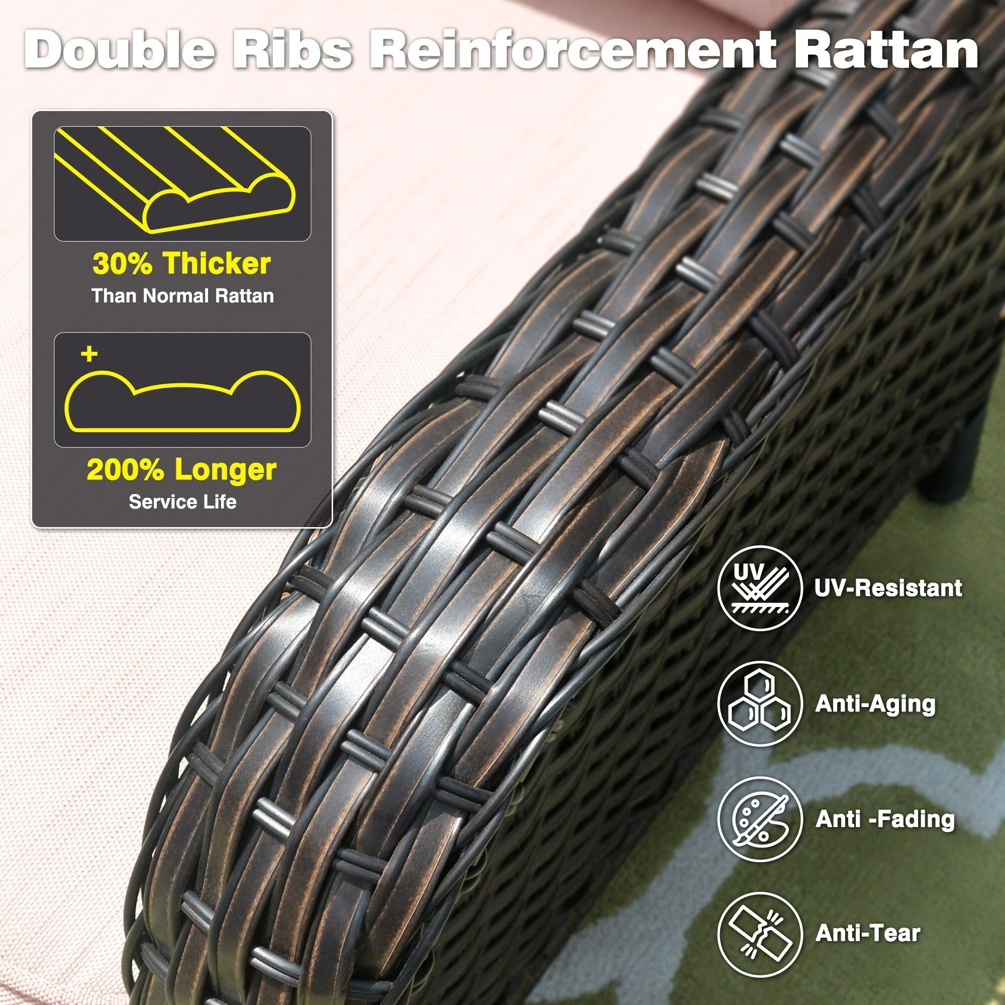 OVIOS 5-piece Patio Wicker High Back Conversation Set