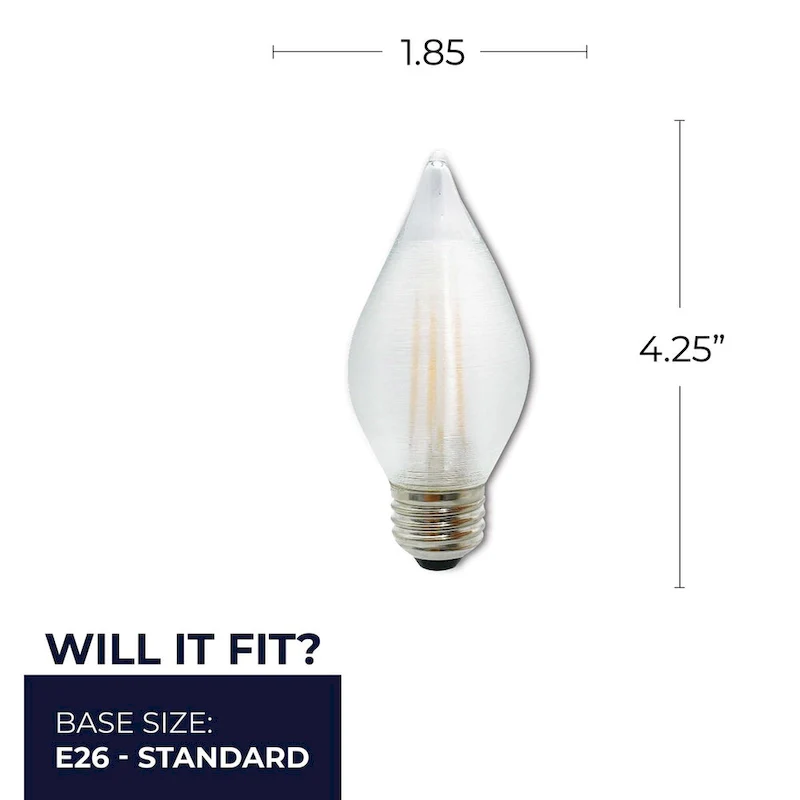 Bulbrite Spunlite Pack of (4) 4 Watt Dimmable C15 LED Filament Light Bulb with Satin Glass Finish and Medium (E26) Base