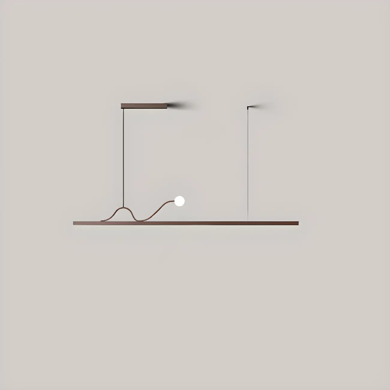 2-Light Rectangle Slim Linear Walnut Island Pendant Lights