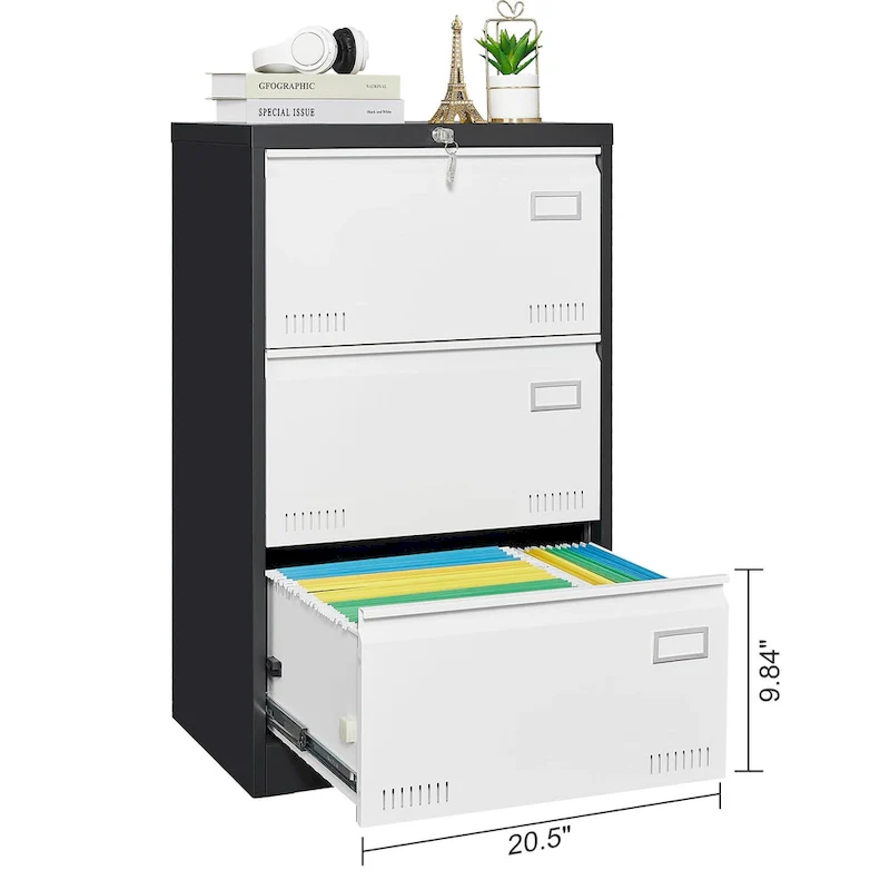 Metal Lateral 3 Drawer File Cabinet with Lock