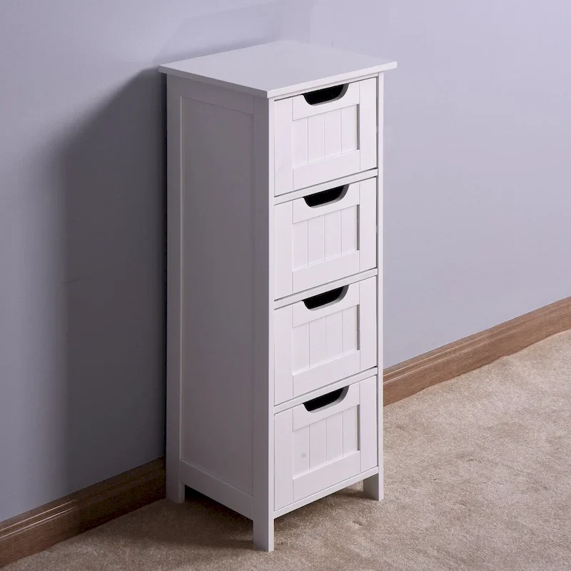 White 4-Drawer Slim Freestanding Storage Cabinet