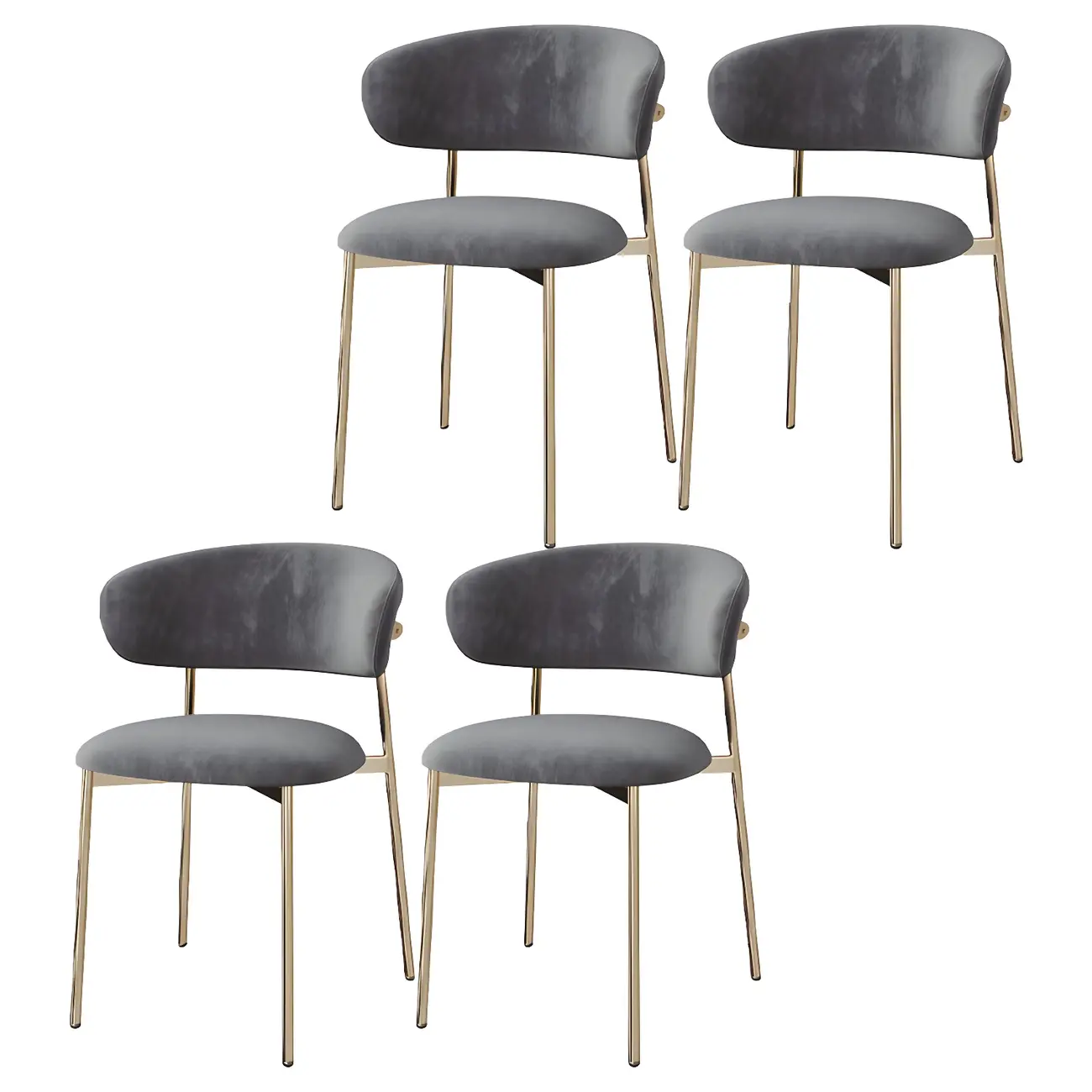 Scandinavian Velvet Upholstered Dining Room Chairs Set of 4