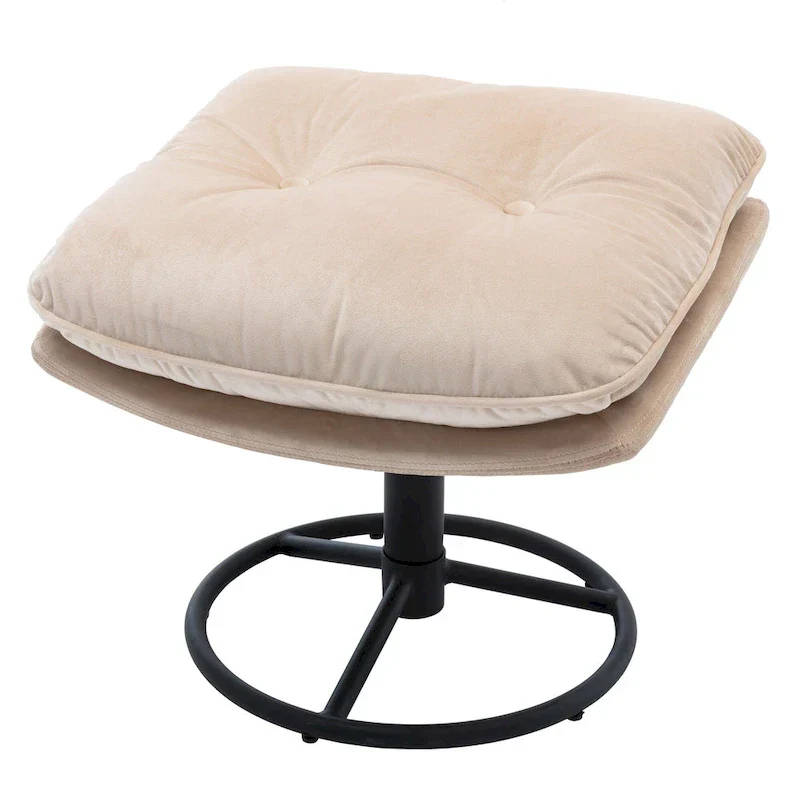 Beige Modern 31.7 Swivel Accent Chair with Ottoman