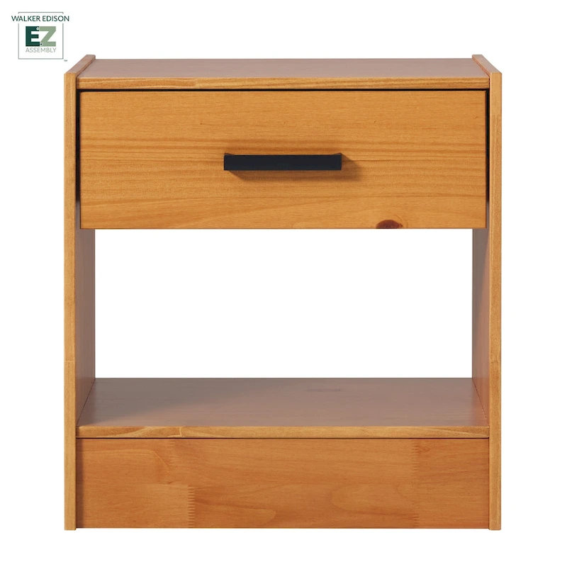 Walker Edison Modern Easy Assembly 1-Drawer Solid Wood Nightstand