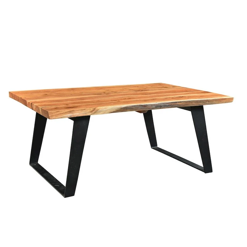 Acacia Wood Live Edge Coffee Table with Metal Legs - 31 x 45 x 16