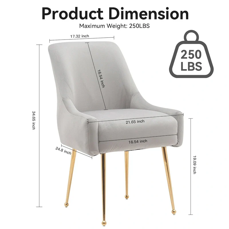 Tufted Velvet Upholstered Dining Chair Set of 2