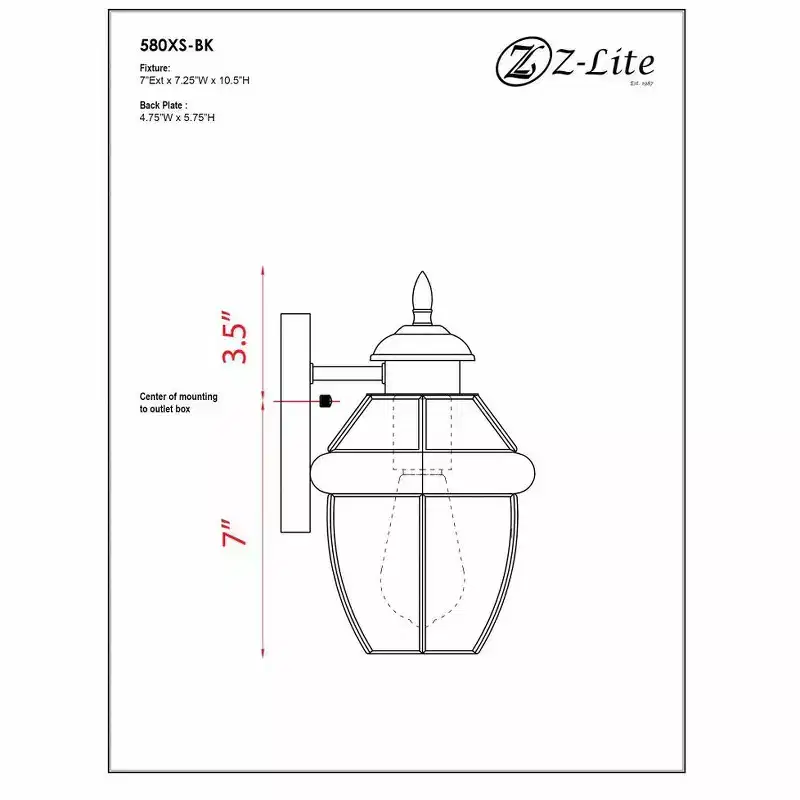 Z-Lite Westover 1 - Light Wall Light in Black