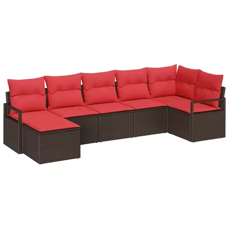 vidaXL Garden Sofa Set 7 pcs Brown Poly rattan