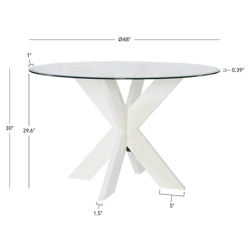 Allard X-base Round Glass Dining Table (Table Only)