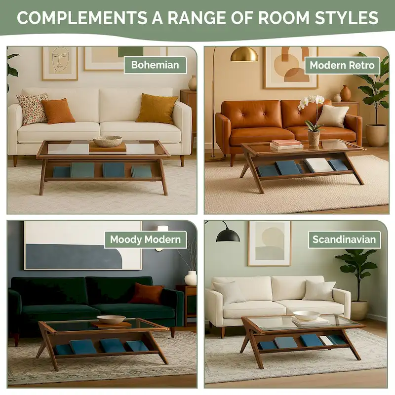 INK+IVY Rocket wood & tempered glass coffee table