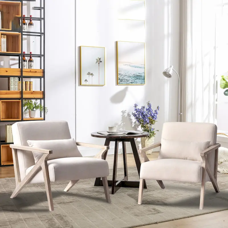 Accent Armchair Solid Hardwood Upholstered