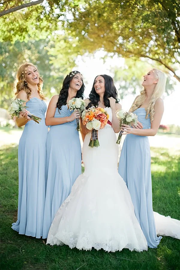 Cheap Sweetheart Orange Chiffon Long Bridesmaid Dresses Online