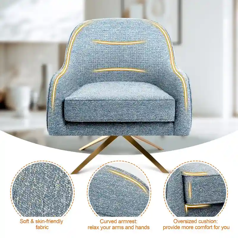 Swivel Club Chair PU Leather Leisure Armchair Upholstered Accent Chair