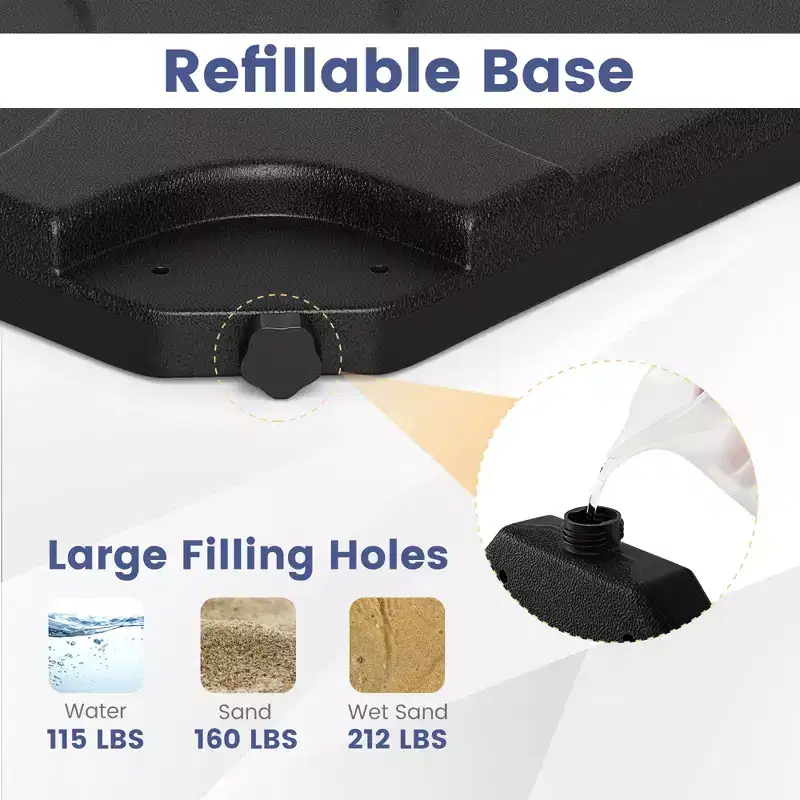 Costway 20 Patio Offset Umbrella Base Stand Water Filled Base Weights Sand Plate Set Brown/Black