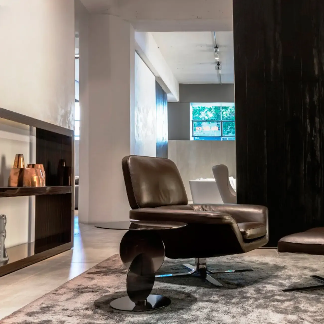 Scandinavian Glass Round Coffee Table Abstract Base