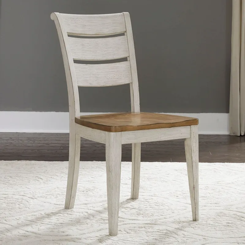 Farmhouse Reimagined Antique White Ladder Back Side Chair