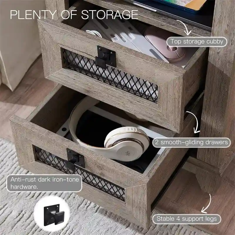 End Table with 2 Drawers - 18 D x 18 W x 24 H