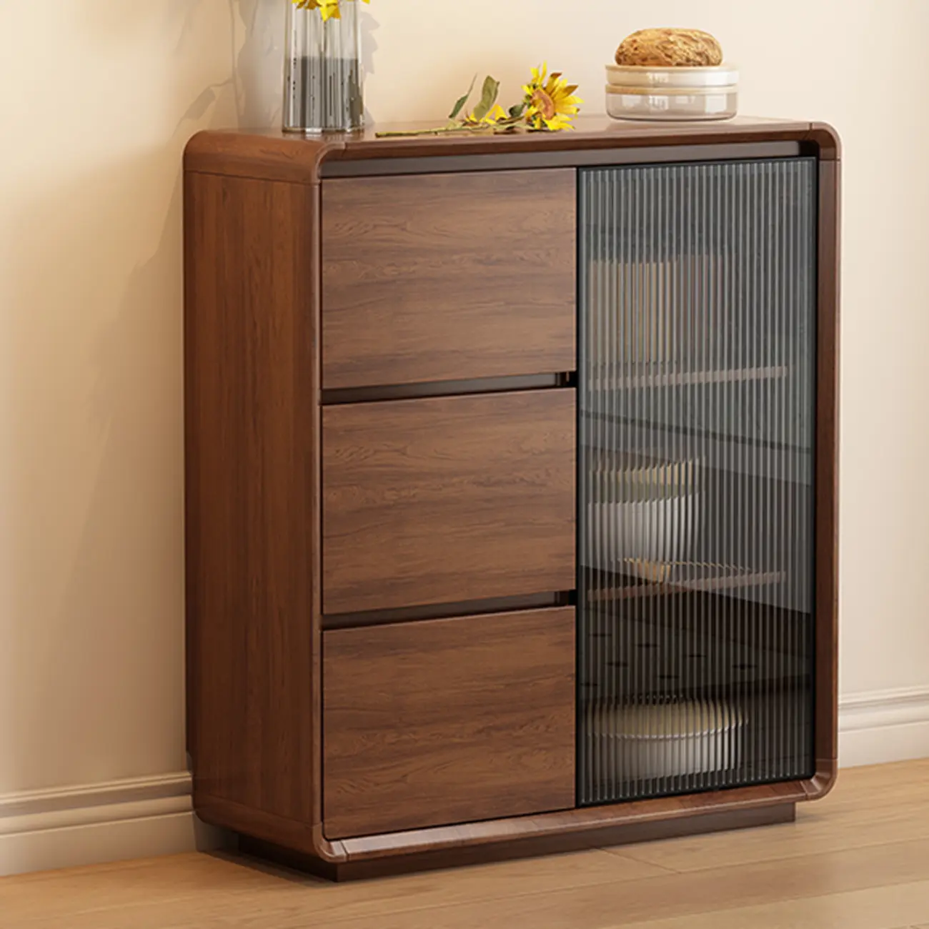 Casual Espresso Wood Sideboard with Drawers