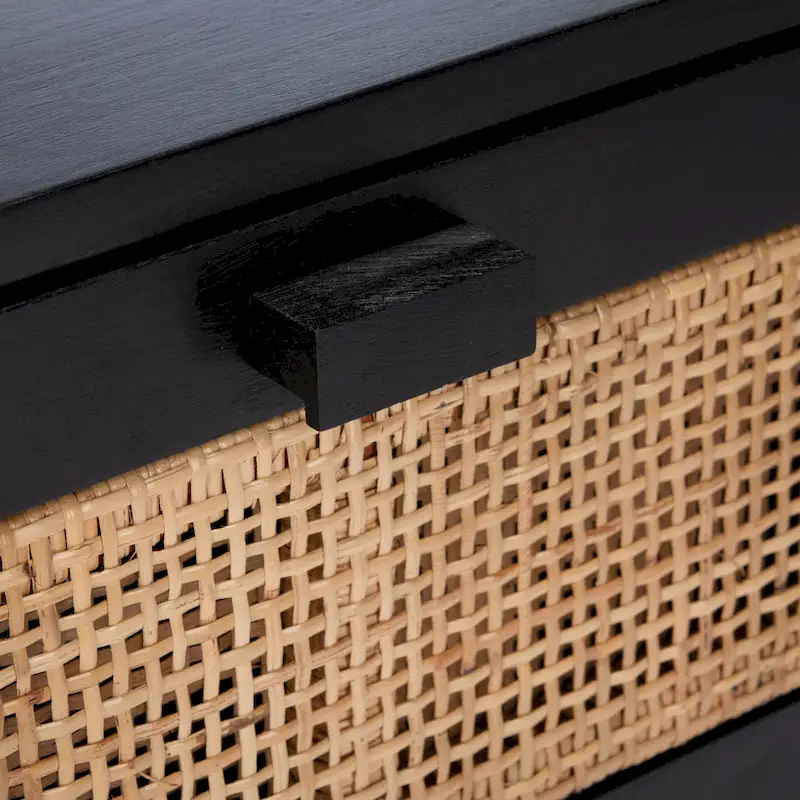 Natural / Black / White Rattan 2-Drawer Nightstand