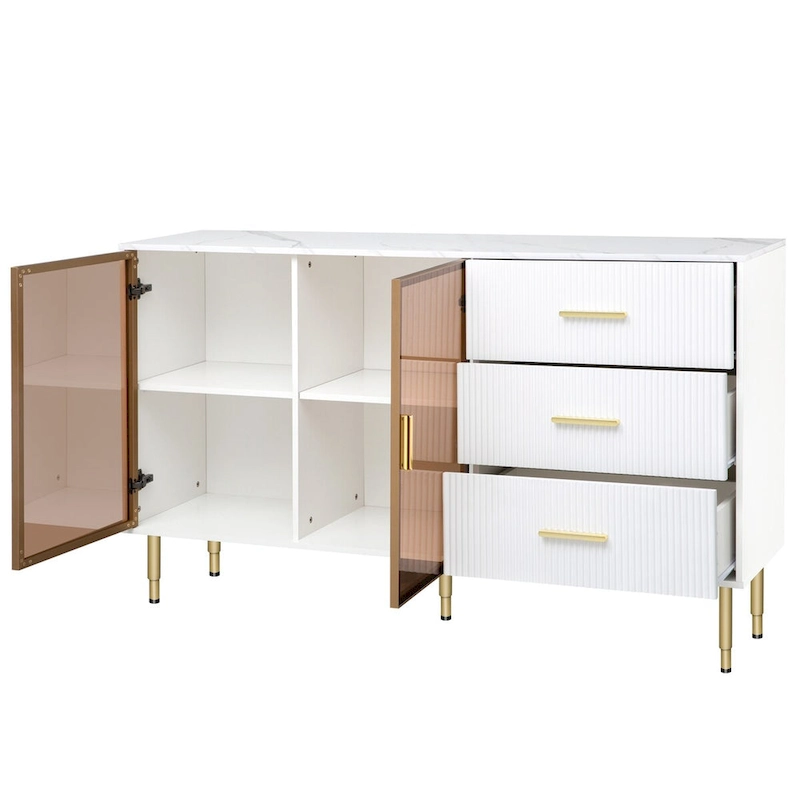 Modern Sideboard Buffet Cabinet with Gold Metal Legs