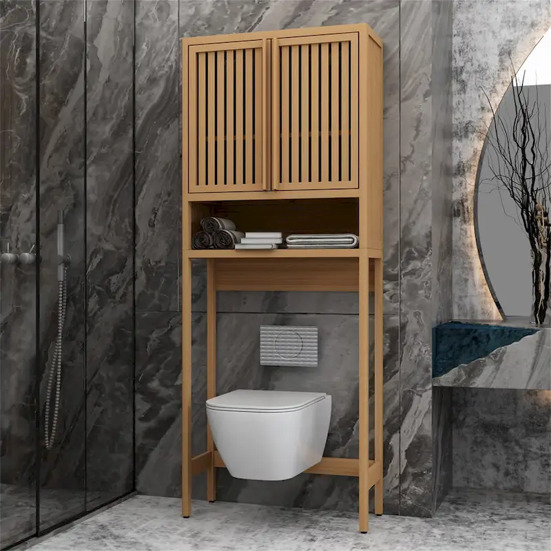 Natural Toilet Storage Rack for Independent Bathroom