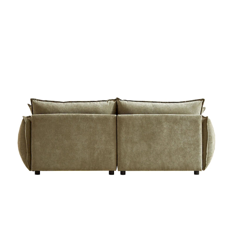 Light Green 88 Chenille 3-Seater Sofa with 2 Extra Pillows and Thickly Padded Seat