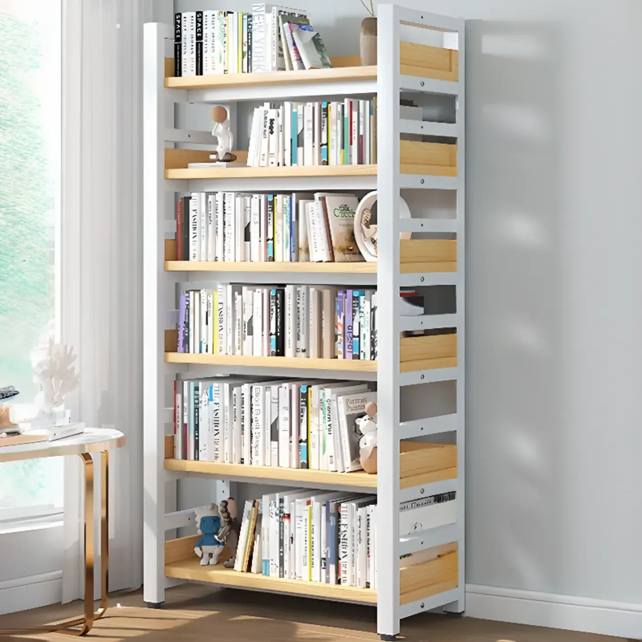 Modish Multi-Layer Open Back Wooden Tall Bookshelves