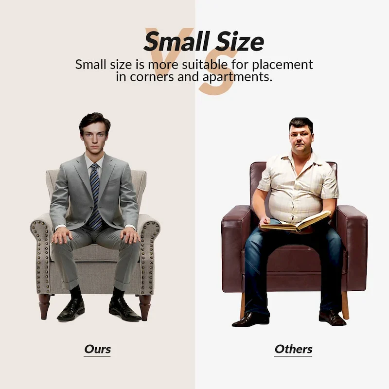 Upholstered Comfy Accent chair with Turned Wooden Legs and Nailhead Trim Set of 2 by