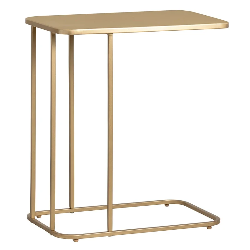 Rectangle Iron C-Table – Gold Finish, Metal Top, Side Table