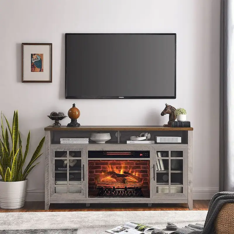 TV Stand for TVs up to 55  with Electric Fireplace