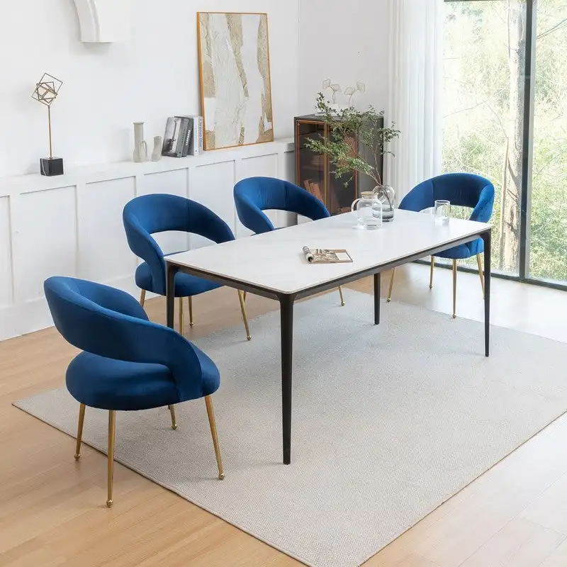 SEYNAR Mid Century Modern Velvet Upolstered Open-Back Dining Chair Set of 4