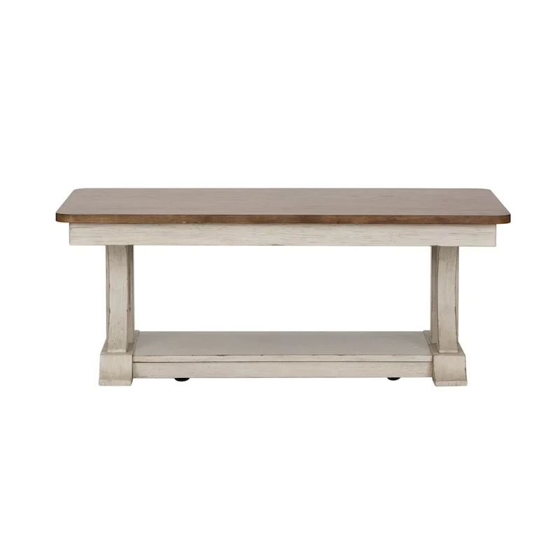 Farmhouse Reimagined Antique White with Chestnut Rectangular Cocktail Table