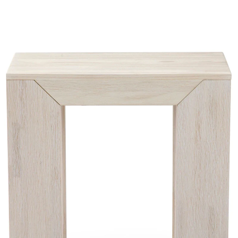 Plank and Beam Modern Rectangular Side Table with Shelf