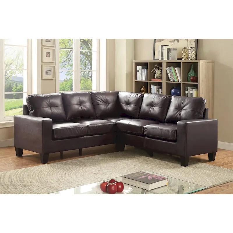 Newbury 82 in. W 2-piece Faux Leather L Shape Sectional Sofa - 32 L x 82 W x 35 H