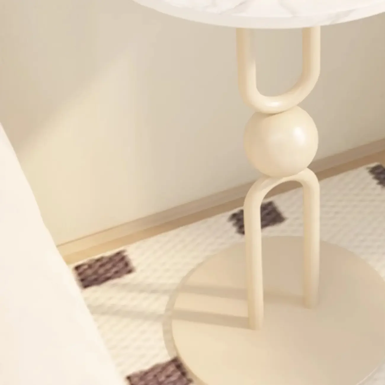 Living Room Glossy Black Metal Round Side Table