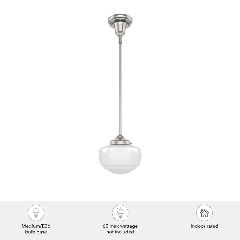 Hunter Saddle Creek 1-Light Mini Pendant / Semi-Flush Mount Ceiling Light - Kitchen Island, Dining Room, Hallway