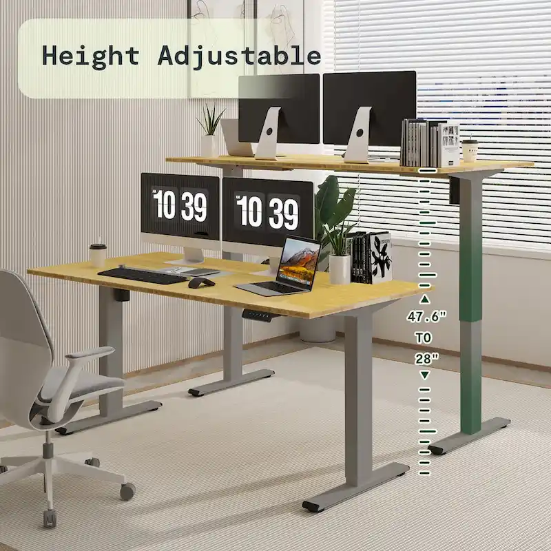Bamboo Electric Height Adjustable Standing Desk - Single User