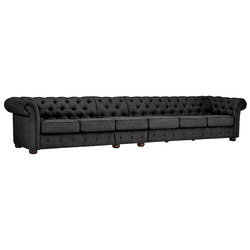 Grey Button-Tufted Chesterfield Sofa - 4/5/6 Seater