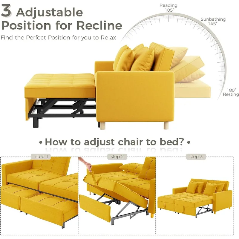 Double Sleeper Chair Bed with Adjustable Backrest