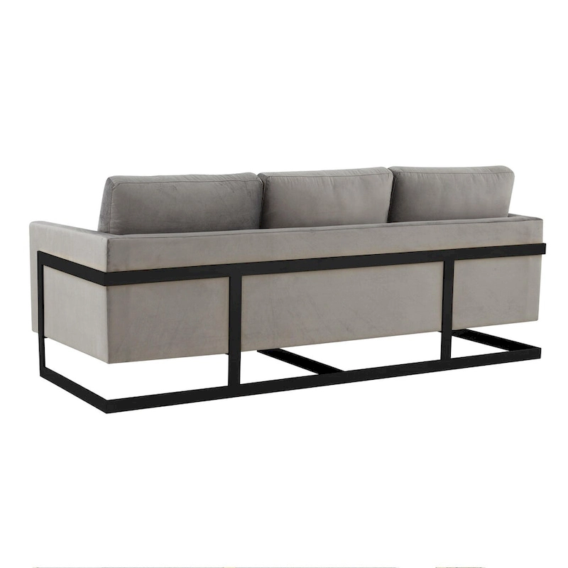 Leisuremod Lincoln 3-Seater Upholstered Velvet Sofa with Black Stainless-Steel Base