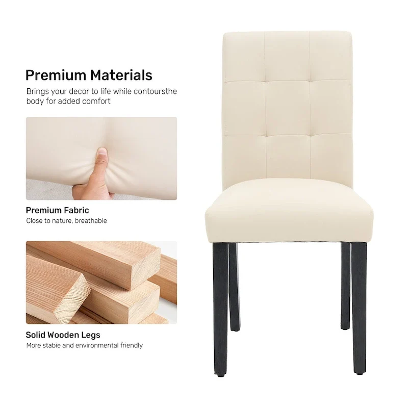 FERPIT Faux Leather Tufted Upholstered Dining Chairs Set of 2 - 17.5W x 23D x 36.5H