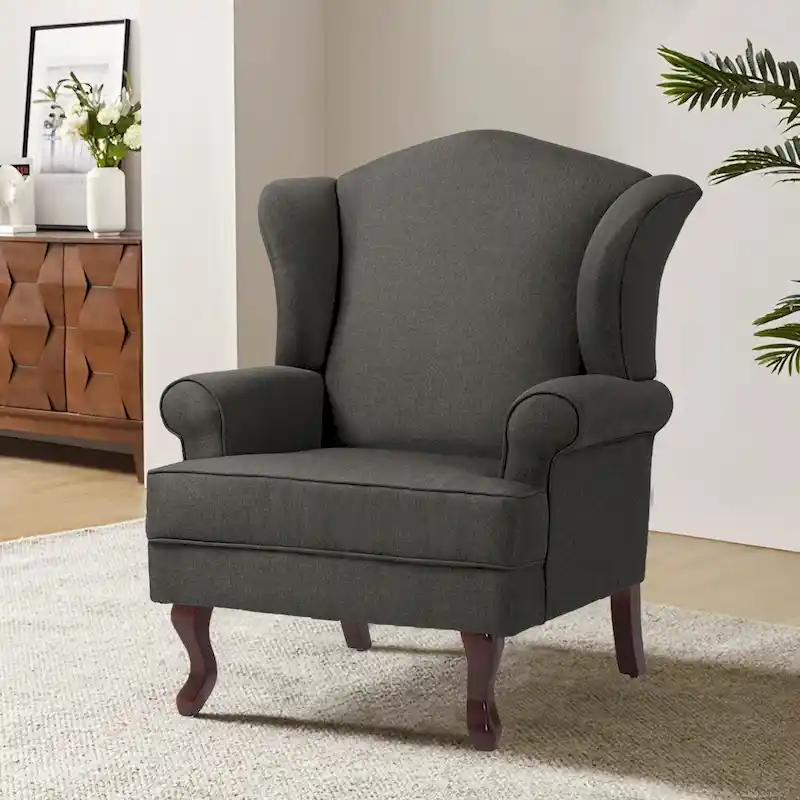 Mid-Century Modern Upholstered Wingback Accent Chair