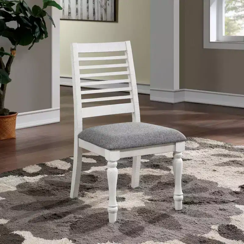 Set of 2 Cambrien Rustic Farmhouse Padded Seat Dining Chairs Antique White/Gray - HOMES: Inside + Out: Ladderback, Polyester Upholstery, Wood Frame