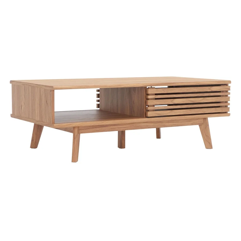 SAFAVIEH Ameetha Mid-Century 1-Shelf Walnut Coffee Table - 46 W x 23 D x 16 H - 46Wx23Dx16H