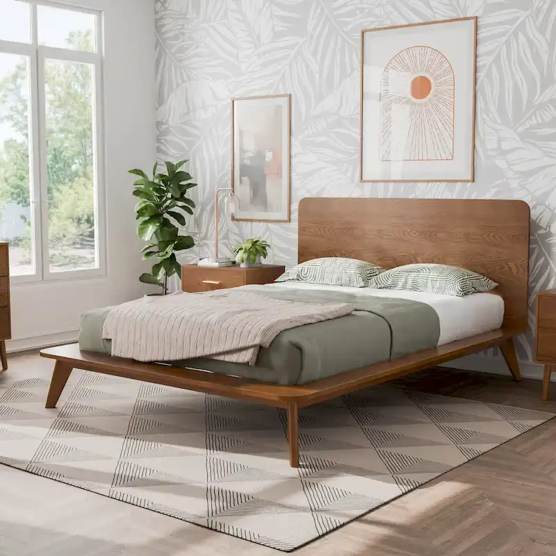 Furniture of America Beau Midcentury Low Profile Wood Platform Bed