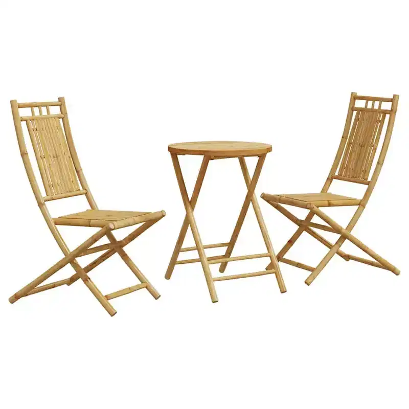 vidaXL Bistro Set Natural Bamboo Medium Foldable Bistro Set