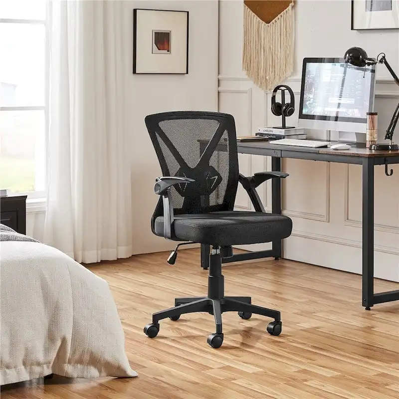 Yaheetech Mesh Office Chair with Flip-up Armrests Comfy Desk Chair - N/A